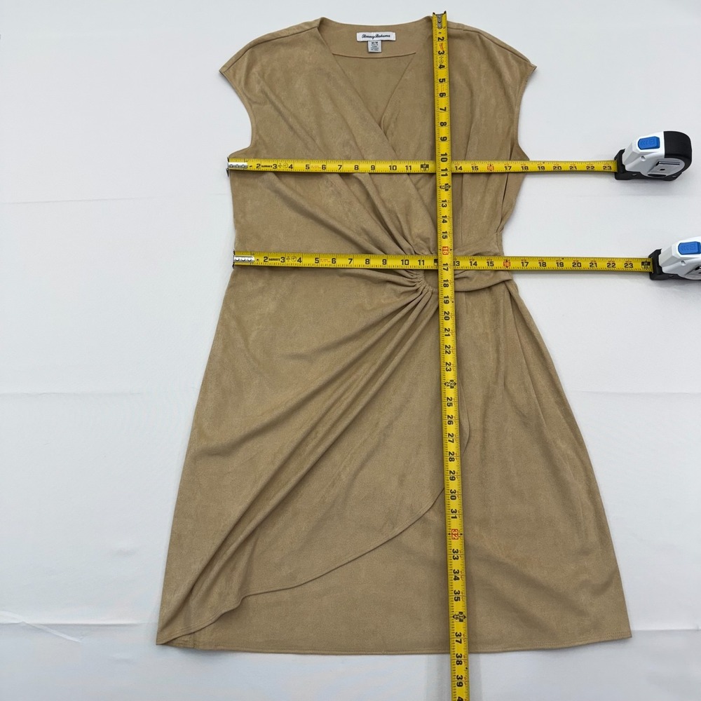 Tommy Bahama Clara Faux Wrap Dress Womens Medium Tan‎ Salina Sands Faux Suede - Picture 5 of 9